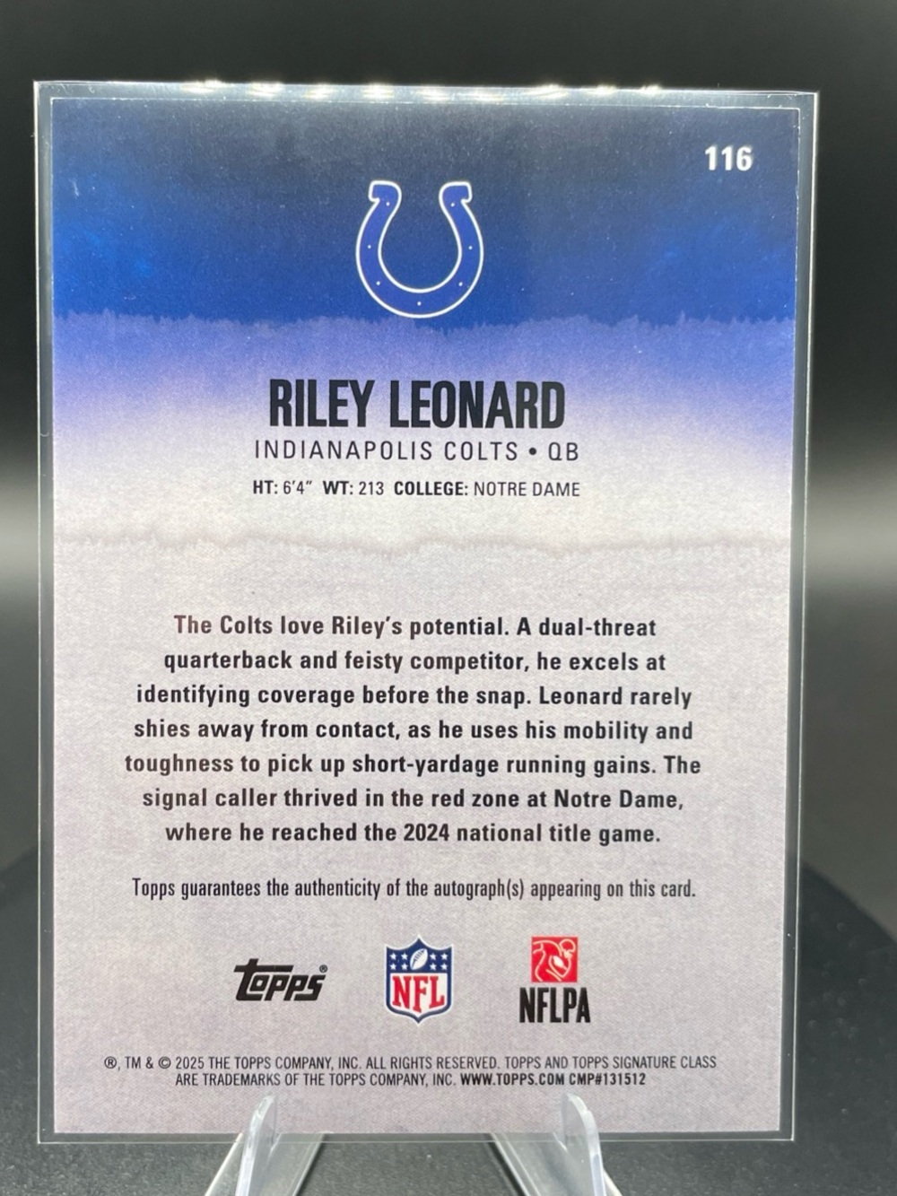Topps Colts White Blue Rookie Autograph Card - Picture 2 of 2